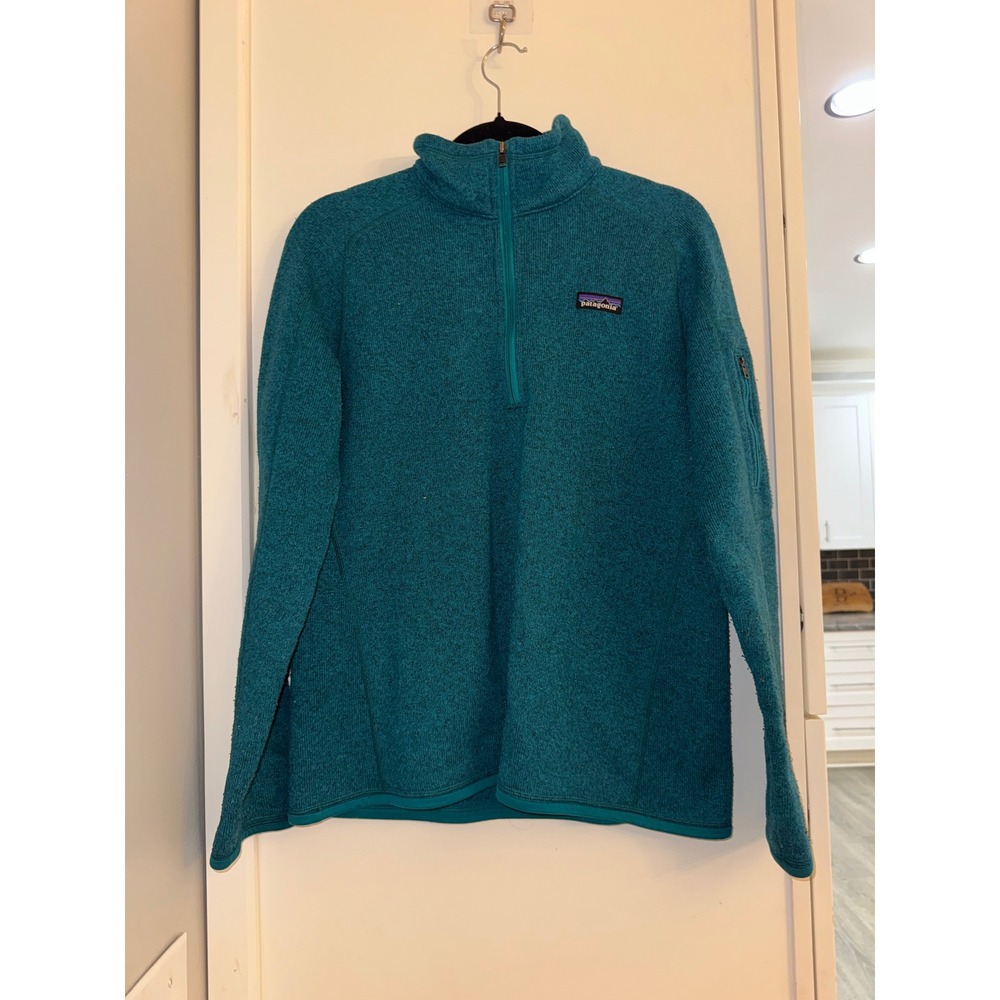 Patagonia Better Sweater 1/4 Zip Pullover Teal Blue Heathered Fleece Mens Large